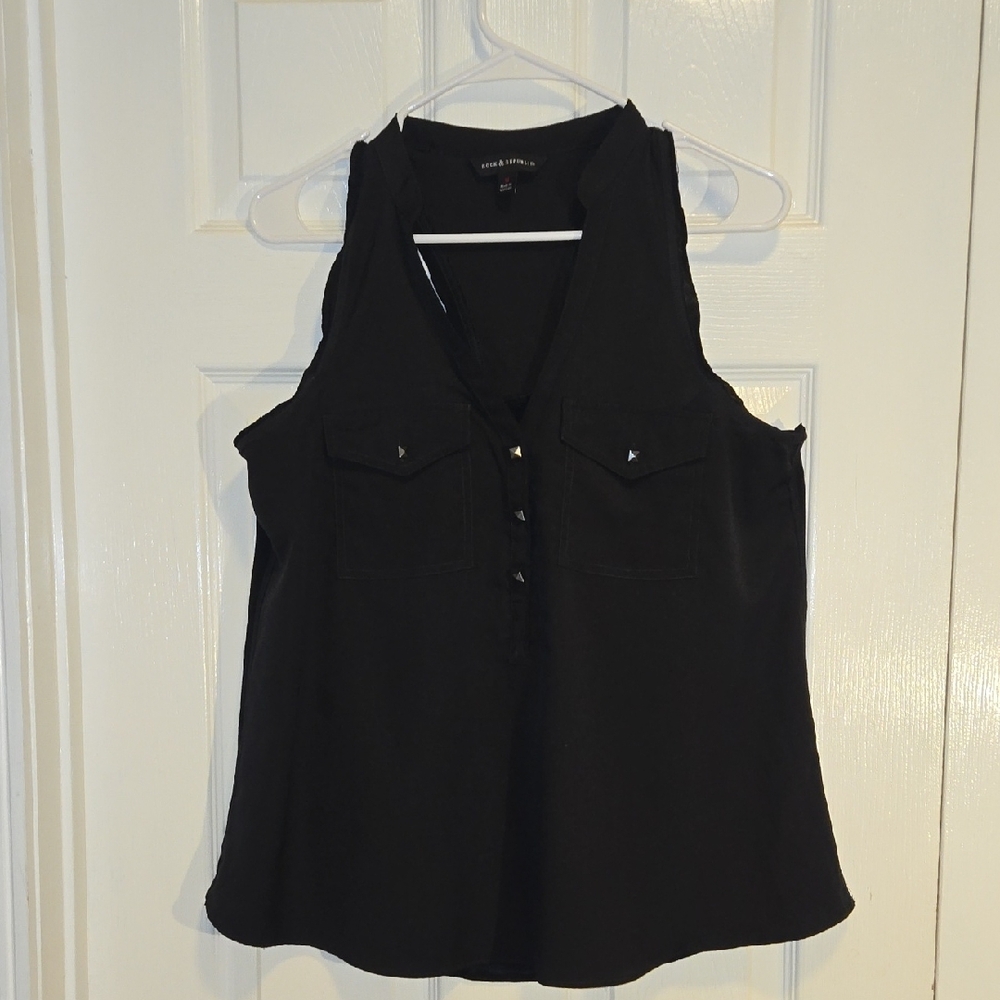 Rock & Republic Black Sleeveless Blouse Top
